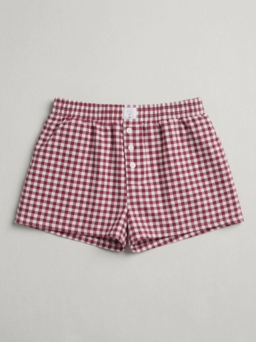 Burgundy and White Checkered Shorts